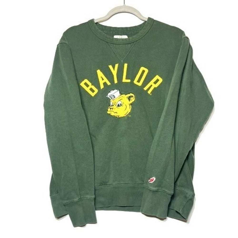 League Baylor University Sailor Bear Sweatshirt Green Mens Medium Crewneck
